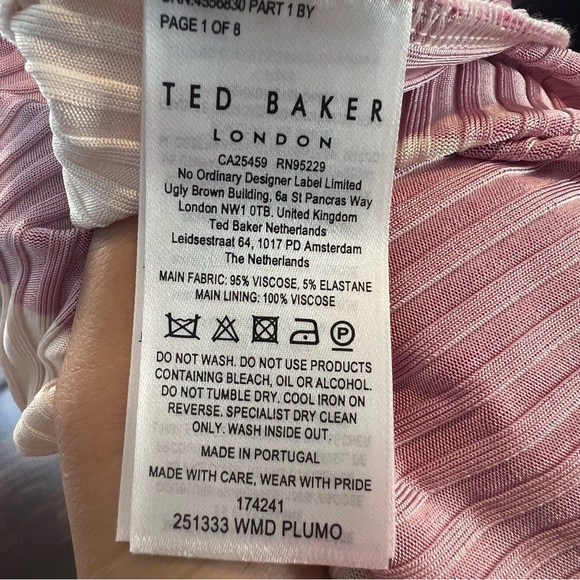 Ted Baker Ribbed Midi Casual Striped Dress Multicolor - Picture 10 of 10